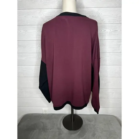 Torrid burgundy/black Cozy Fleece oversized Tunic Sweatshirt Size 1(1X) 14-16 - Picture 3 of 9